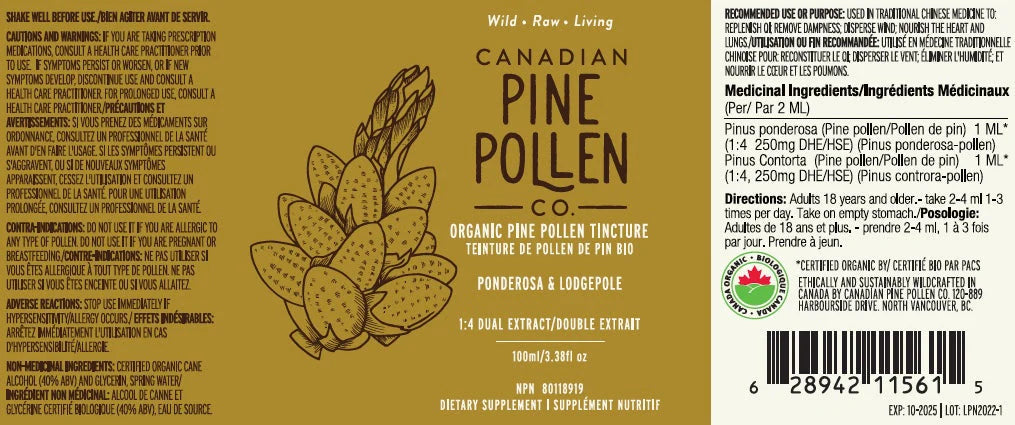 Wild Organic Pine Pollen Tincture 1:4 Extract